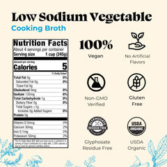 4 Pack: Vegetable Low Sodium Cooking Broth - 32oz